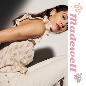 Madewell Smocked Ruffle-Strap Tank Top in Ikat